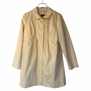 NY & Co Pale Yellow Jacket Pleated Peter Pan Collar Dress Coat Stretch Women L